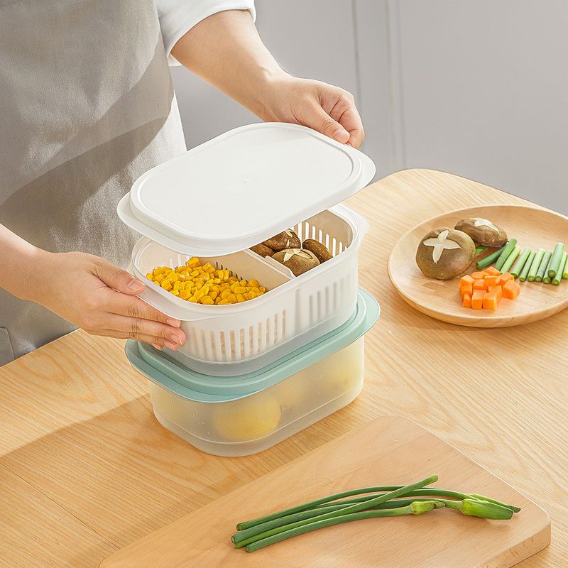 Multi-Functional Sealed Double-Layer Thickened Refrigerator Storage Box Fruit and Vegetable Chopped Green Onion Ginger and Garlic Crisper