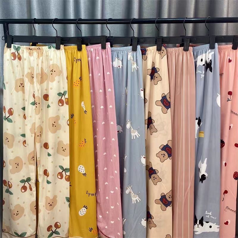 spring and autumn pajama pants women‘s trousers thin cute cartoon can be worn outside loose plus size autumn air conditioning home confinement pants