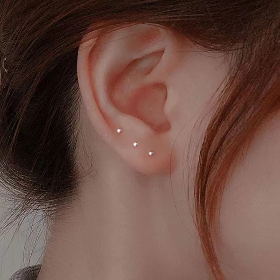 2022 New Trendy 925 Silver Stud Earrings Women's Light Luxury Ear Bone Stud Earrings Ear-Caring Ear Bar Silver Earrings High-End Sense