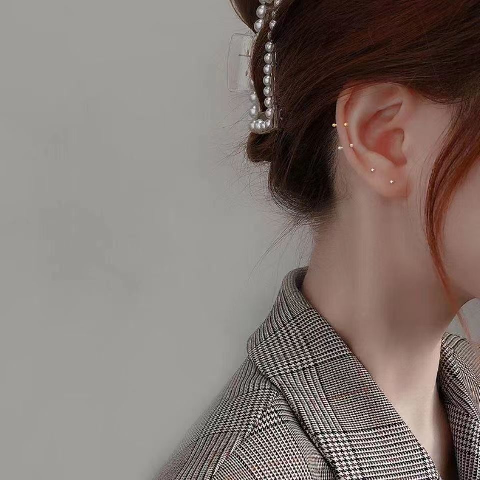 2022 New Trendy 925 Silver Stud Earrings Women's Light Luxury Ear Bone Stud Earrings Ear-Caring Ear Bar Silver Earrings High-End Sense
