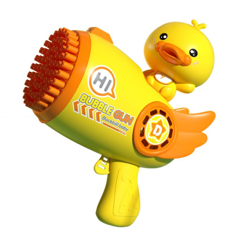 69-Hole Children's Bubble Machine Automatic Bubble Blowing Small Yellow Duck Electric Bubble Gun Rechargeable Birthday Gift for Boy