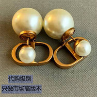 D新款耳钉网红家cd珍珠耳环女轻奢高级感复古气质网红小香风耳饰