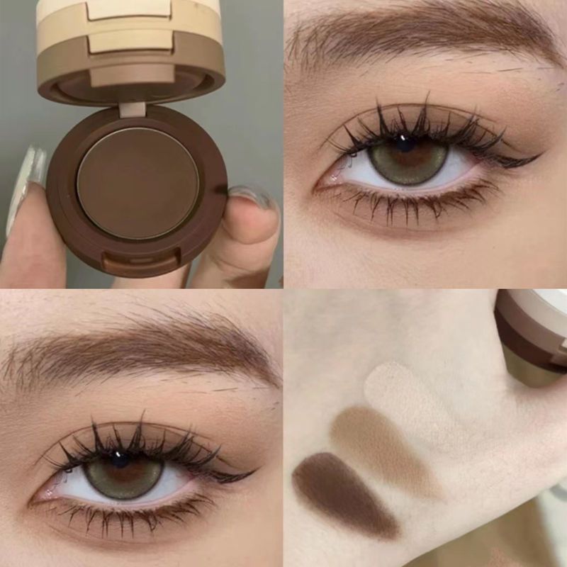 gentle detumescence milk coffee three-layer eye shadow long lasting smear-proof makeup flash thin and glittering earth color bento box portable eye shadow plate