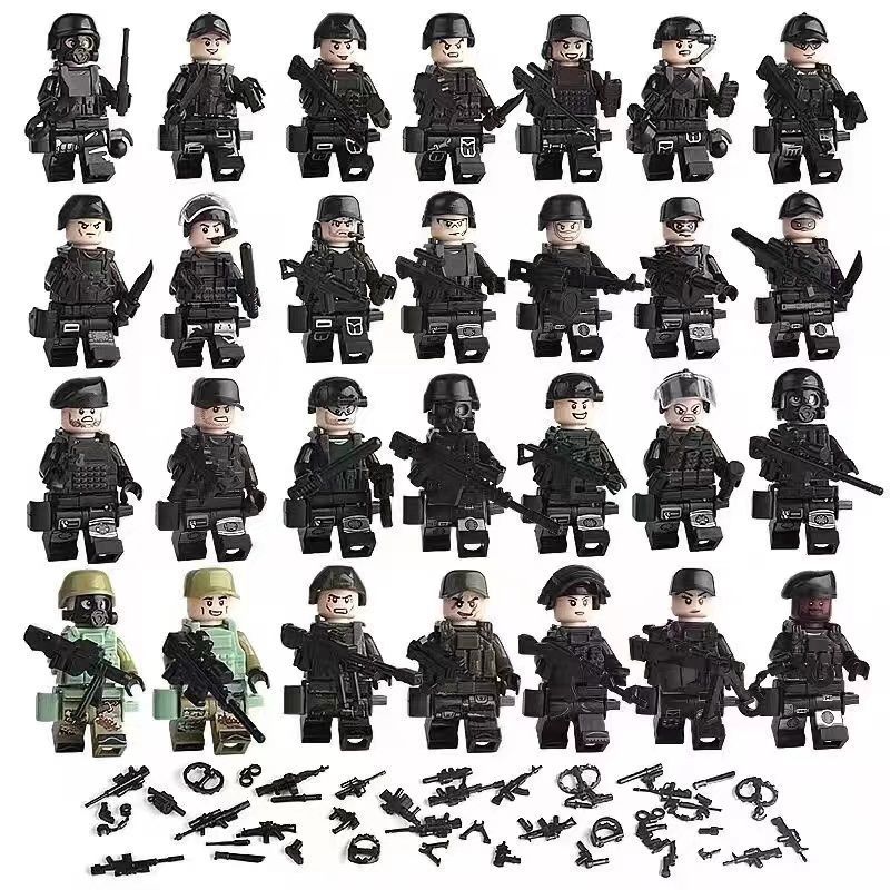 Compatible with Lego Military Doll Toy Police Special Forces Doll Children Educational Assembly Boy Building Blocks Toys Clearance