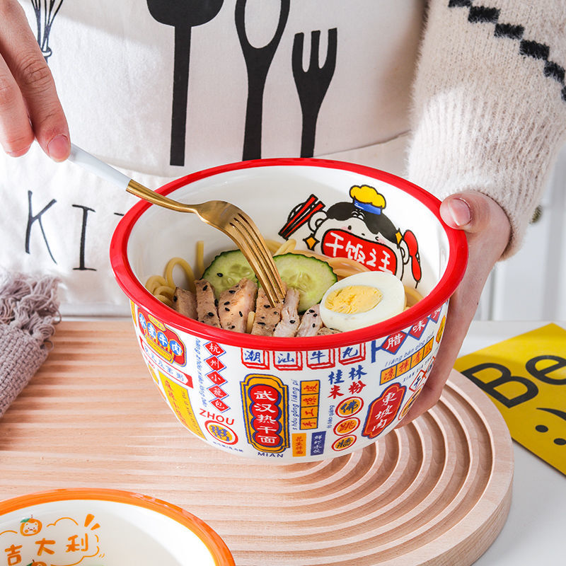 fashion ceramic lucky home fat edge anti-scald small soup bowl rice bowl noodle bowl cute cartoon cow bowl set