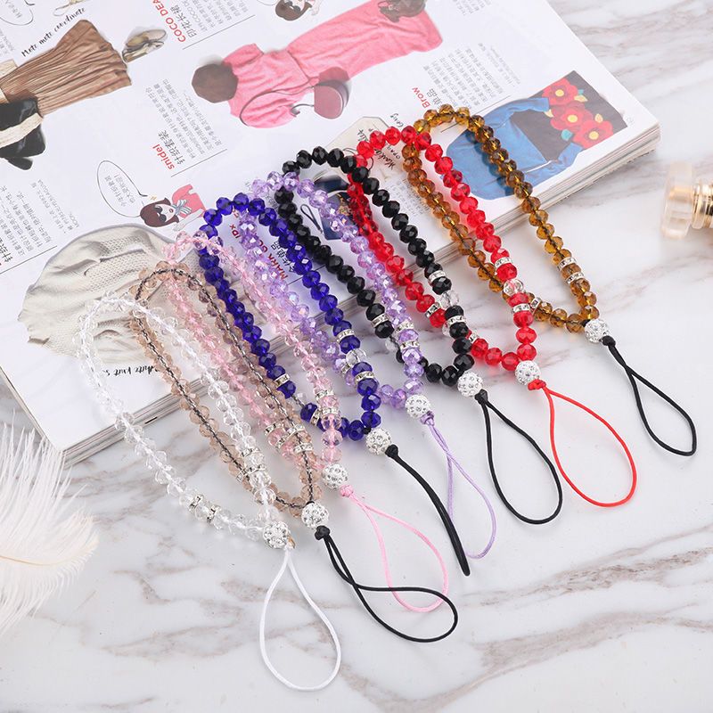 mobile phone short lanyard crystal stylish pendant mobile phone ornament women‘s wrist lanyard universal mobile phone charm burglarproof