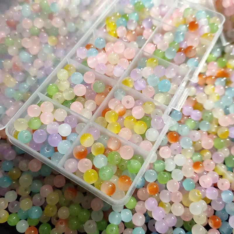 4/6/8/10mm glass beads mixed color scattered beads diy antique handmade bracelet string beads round beads materials accessories