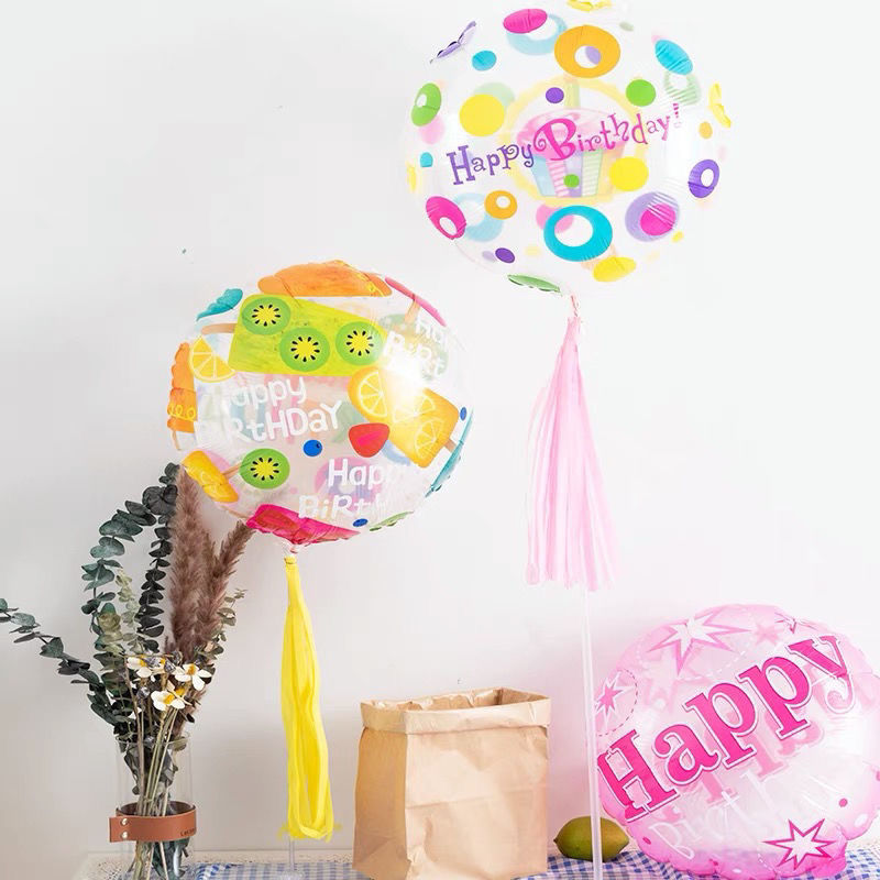 Colorful Bounce Ball round Transparent Printed Cartoon Balloon Ins Birthday Party Full-Year Arrangement Decorative Balloon