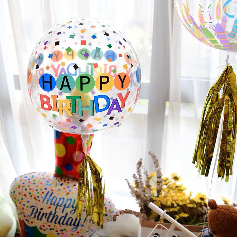 Colorful Bounce Ball round Transparent Printed Cartoon Balloon Ins Birthday Party Full-Year Arrangement Decorative Balloon