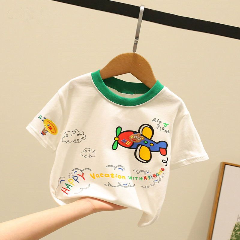 100% cotton small and older children‘s short sleeve t-shirt boys and girls cotton half sleeve 2023 summer new children fashion brand top