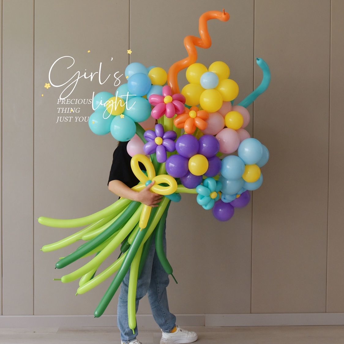 factory wholesale ins xiaohongshu same style balloon bouquet daisy flower diy material package long balloon photo