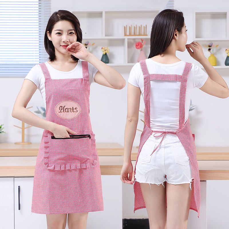 Cotton Women's Western Style Waist Kitchen Home Cooking Oil-Proof Large Pocket Sleeveless Coverall Men's and Women's Apron Work Clothes