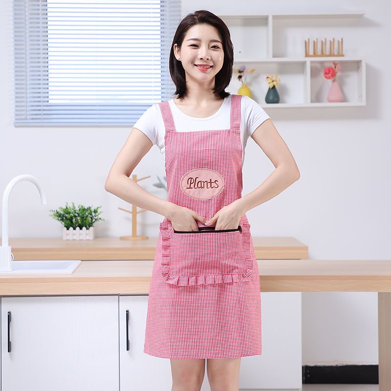 Cotton Women's Western Style Waist Kitchen Home Cooking Oil-Proof Large Pocket Sleeveless Coverall Men's and Women's Apron Work Clothes