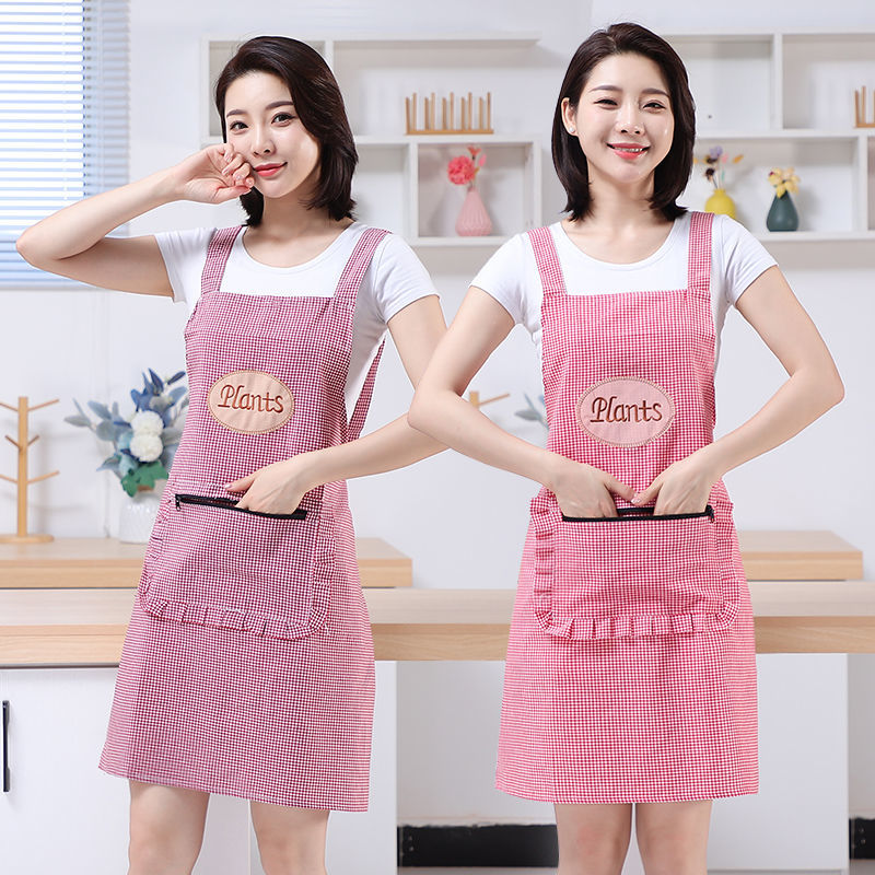 Cotton Women's Western Style Waist Kitchen Home Cooking Oil-Proof Large Pocket Sleeveless Coverall Men's and Women's Apron Work Clothes