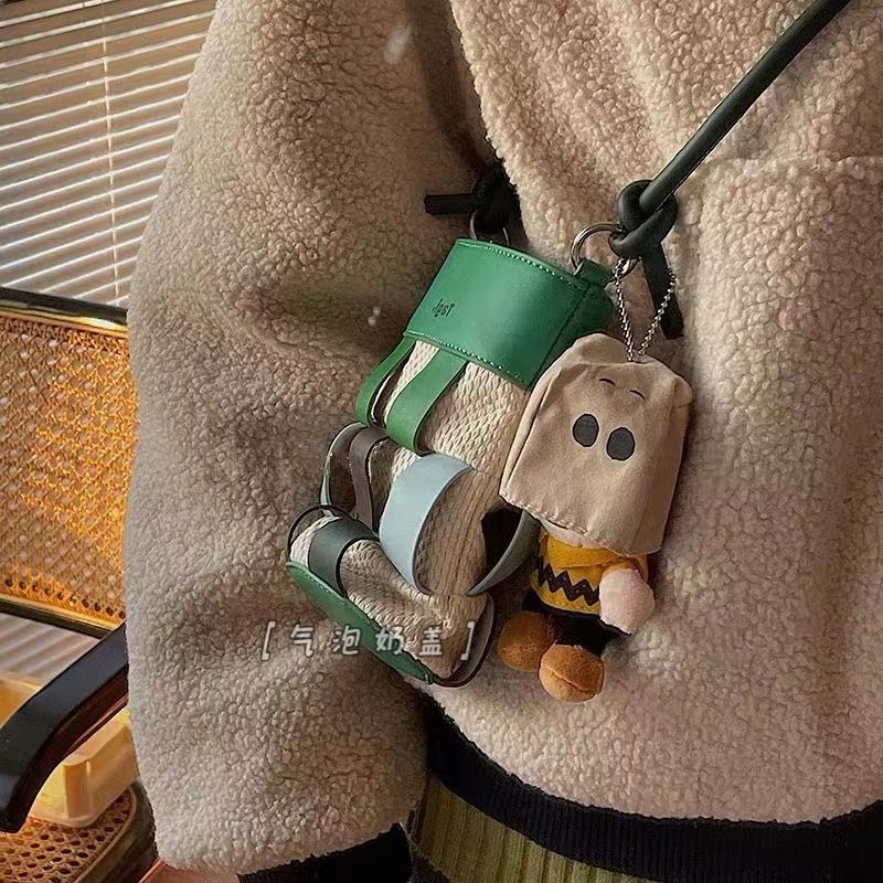 Cartoon Paper Bag Charlie Handbag Pendant Cute Plush Doll Keychain Student Schoolbag Pendant Couple Pair
