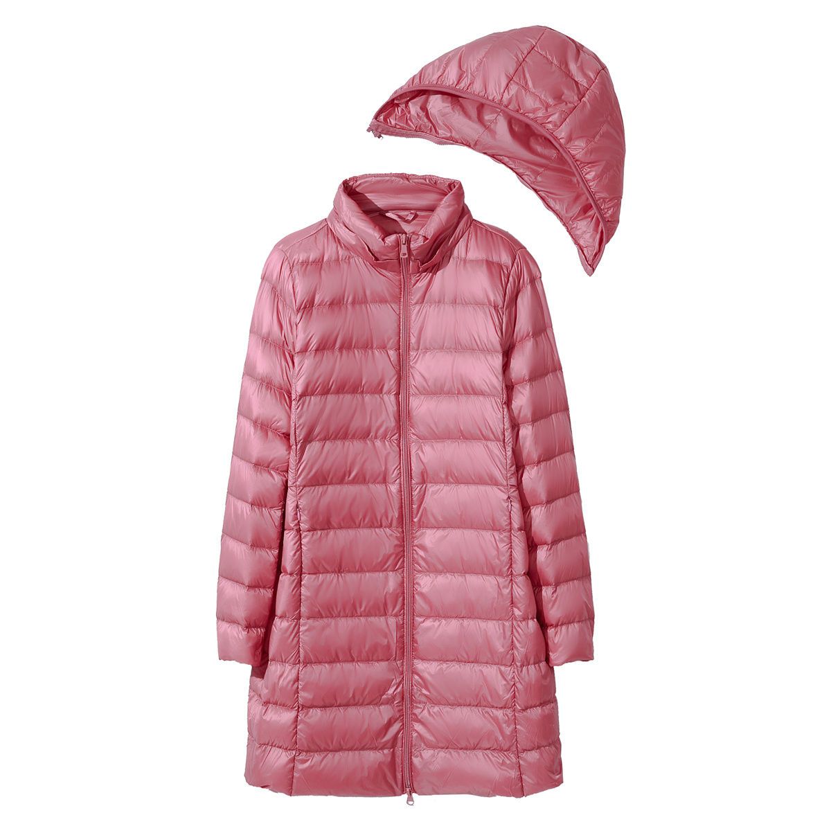 detachable hat down jacket women‘s mid-length plus size lightweight autumn and winter new korean warm slimming and fashionable coat