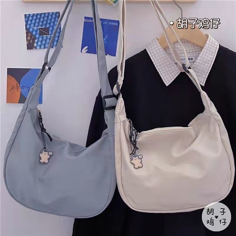 south korea ins soft girl shoulder bag simple solid color dumpling bag japanese harajuku vintage style girl students‘ crossbody bag