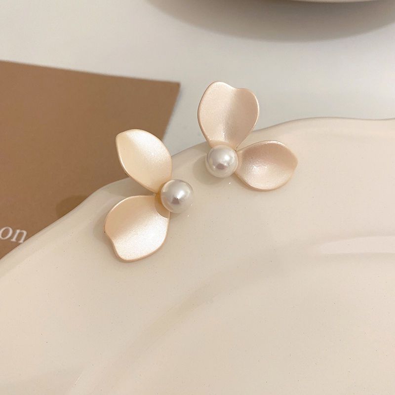 925 Silver Needle Gardenia Flower Earrings Female Summer Niche Design High-Grade Earrings Fresh Temperament Pearl Earrings
