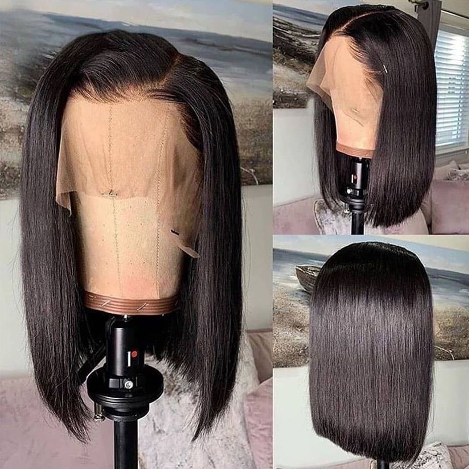 13x4 lace frontal bob wig straight brazilian hair 10.0 young