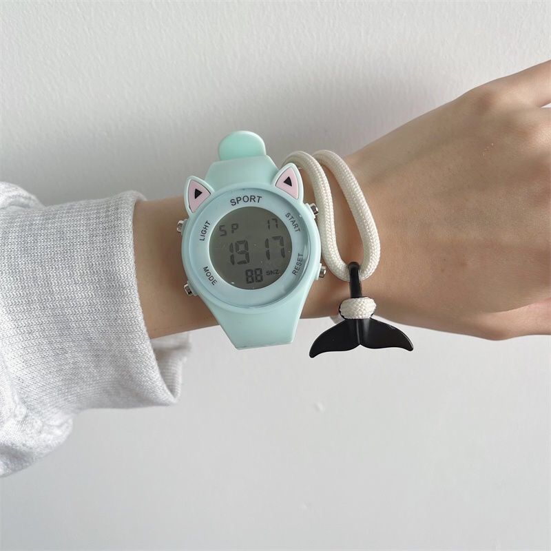 Cute Cat Ears Children's Watch Ins Good-looking Unicorn Junior High School and Elementary School Students Multi-Function Sports Electronic Watch