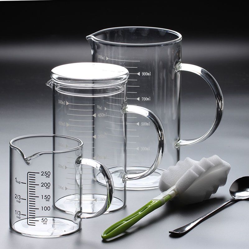 Measuring Cup with Scale Heat-Resistance Glass with Handle and Lid Baking at Home Microwave Oven Heating Milk Cup Coffee Pot