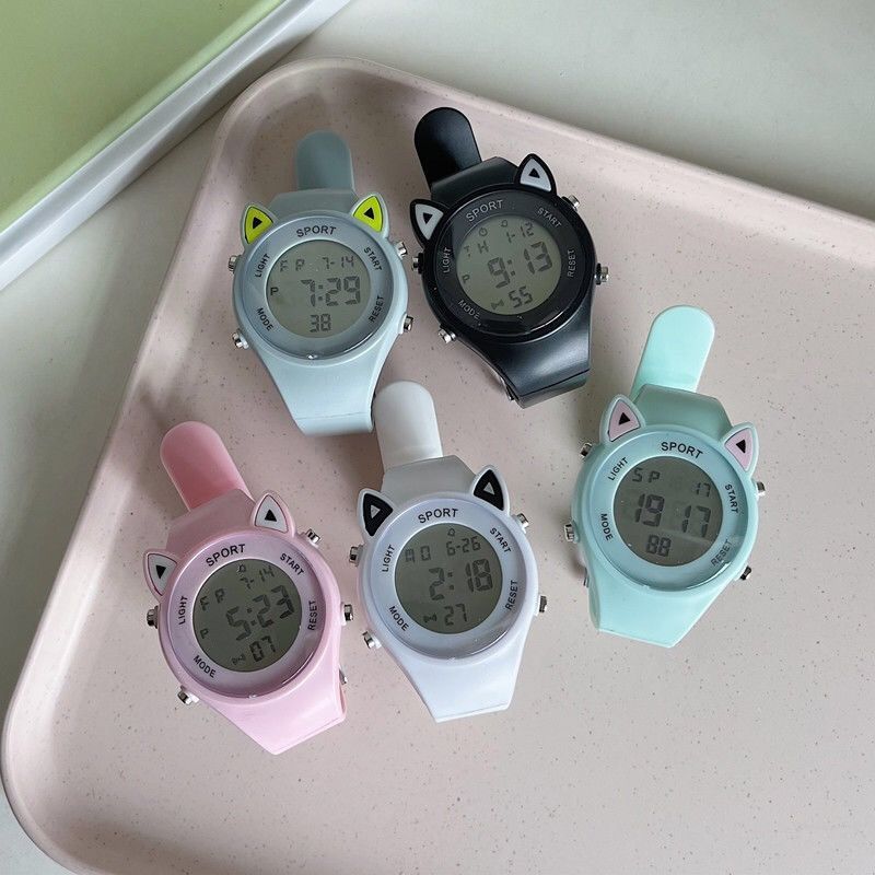 Cute Cat Ears Children's Watch Ins Good-looking Unicorn Junior High School and Elementary School Students Multi-Function Sports Electronic Watch