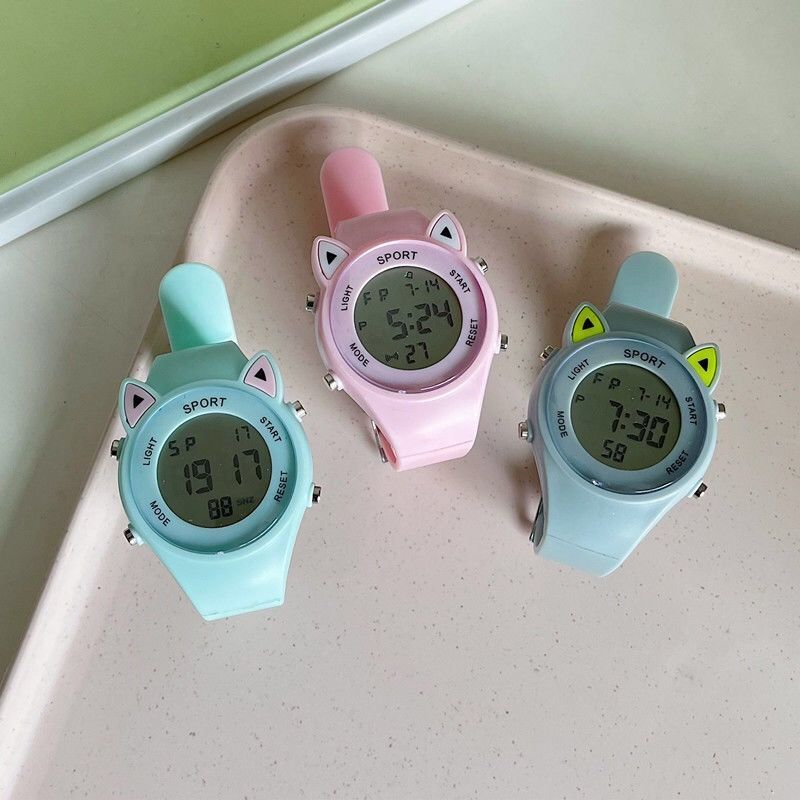 Cute Cat Ears Children's Watch Ins Good-looking Unicorn Junior High School and Elementary School Students Multi-Function Sports Electronic Watch