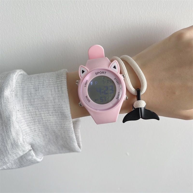 Cute Cat Ears Children's Watch Ins Good-looking Unicorn Junior High School and Elementary School Students Multi-Function Sports Electronic Watch