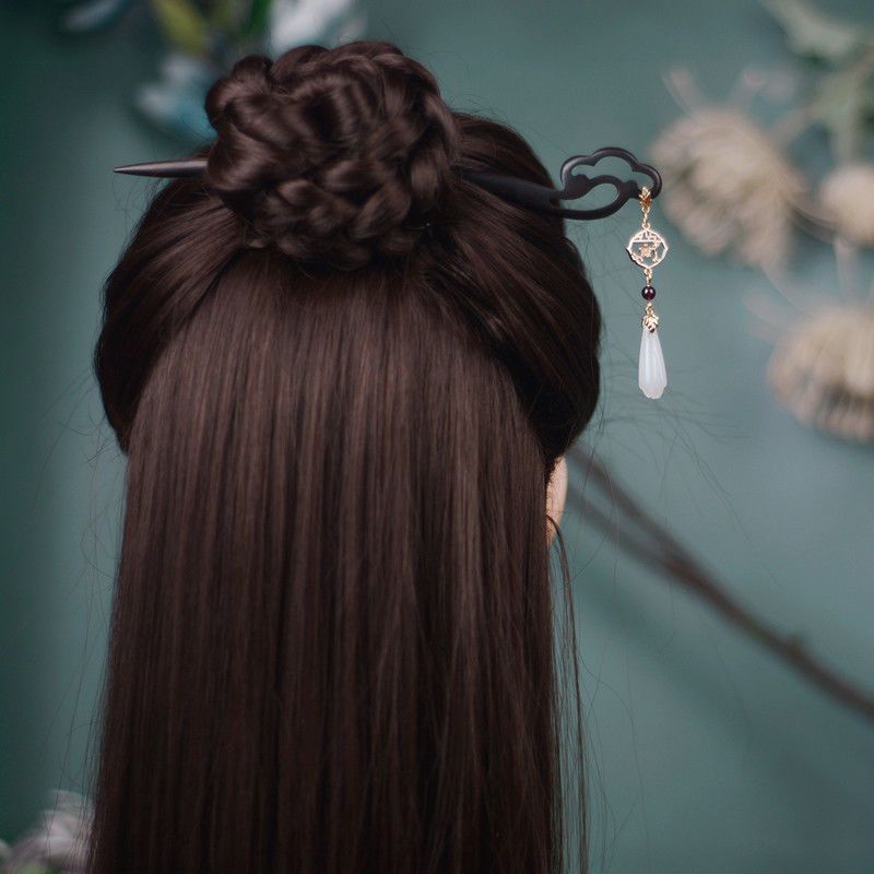 Updo Wooden Hairpin Ancient Style Modern Hairpin Daily Pull Simple Hair Clasp Headdress for Han Chinese Clothing Hairpin Pendant Parts