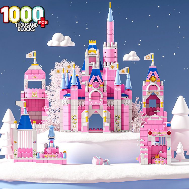 compatible with lego small particles  castle building blocks girls‘ educational brain assembling toys valentine‘s day gift