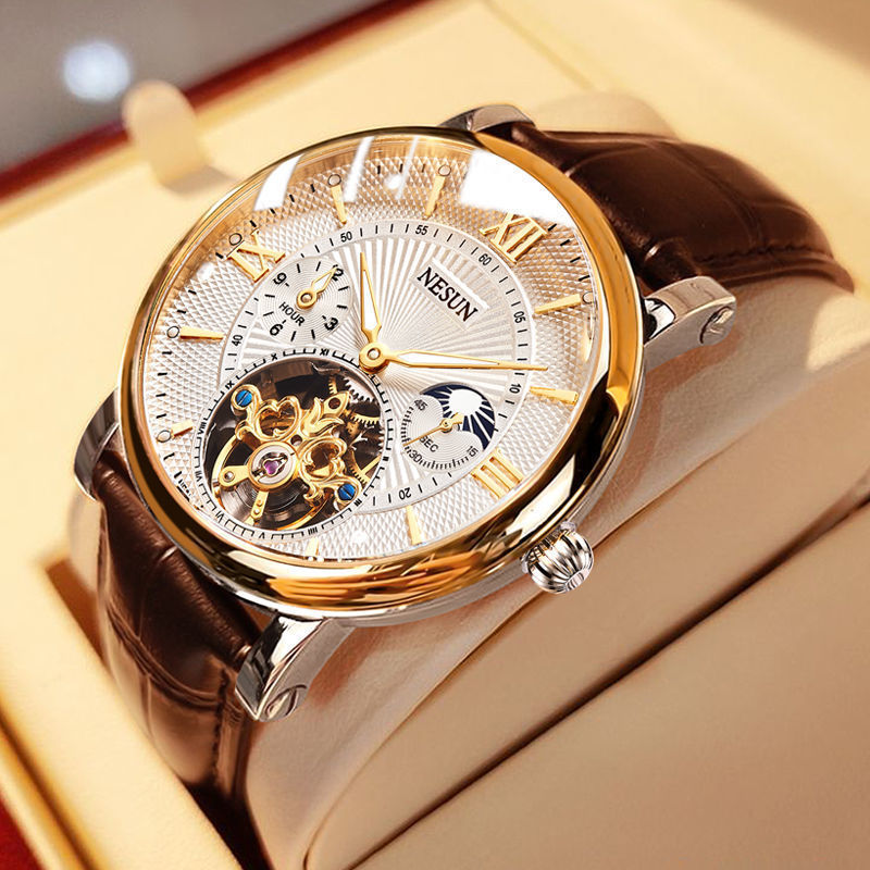 [people with good taste wear] nesun watch men‘s mechanical watch automatic moon phase fashion hollow brand men‘s watch