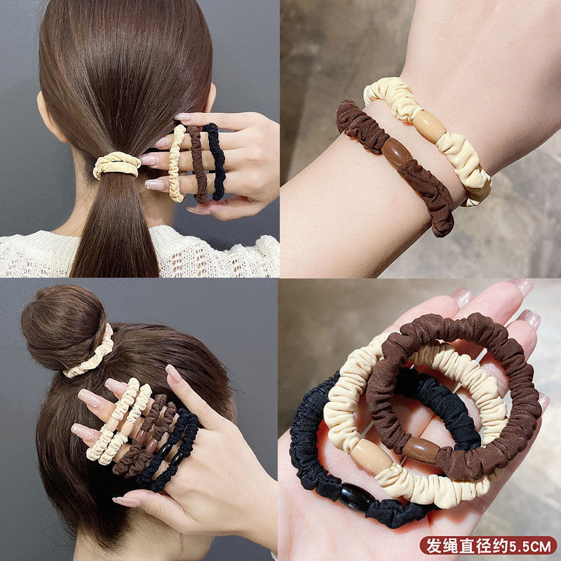 south korea high elasticity black hair ring fold large intestine ring tie hair ponytail hair string all-match hair ties female rubber band