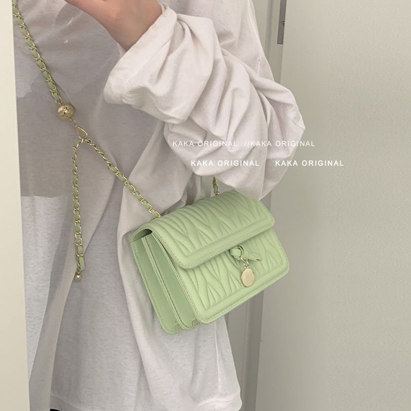 small square bag women‘s summer 2024 new versatile ins korean style student rhombus high-grade texture chain messenger bag