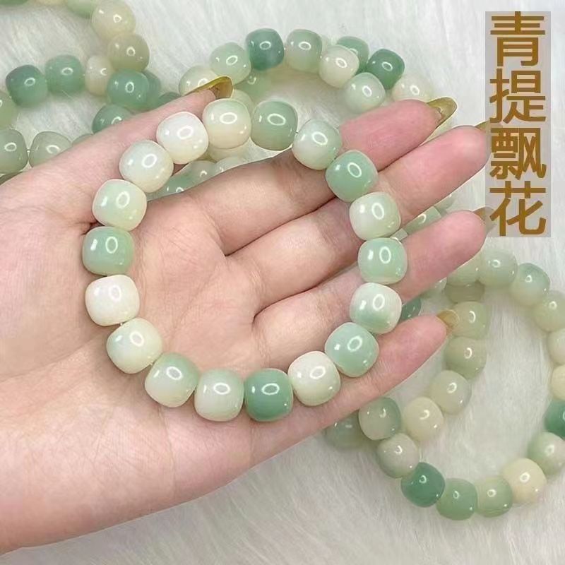 popular natural gray jade floating flowers bodhi bracelet barrel beads collectables-autograph rosary original ecological finishing student exclusive bracelet