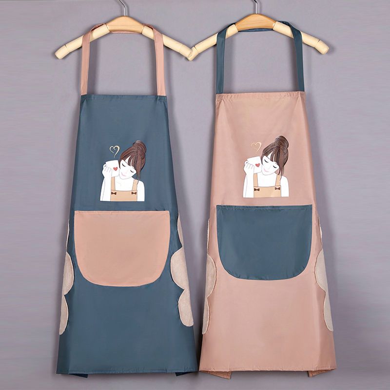 Apron Household Waterproof and Oil-Proof Men's and Women's New Internet Celebrity Apron Korean Style Japanese Style Work Clothes for Work and Housework Apron