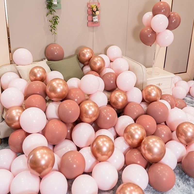 Vintage Cameo Brown Pink Engagement Venue Layout Chinese Valentine's Day Proposal Decoration Girl Pink Birthday Balloon Package