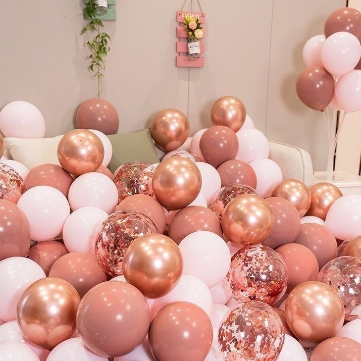 Vintage Cameo Brown Pink Engagement Venue Layout Chinese Valentine's Day Proposal Decoration Girl Pink Birthday Balloon Package