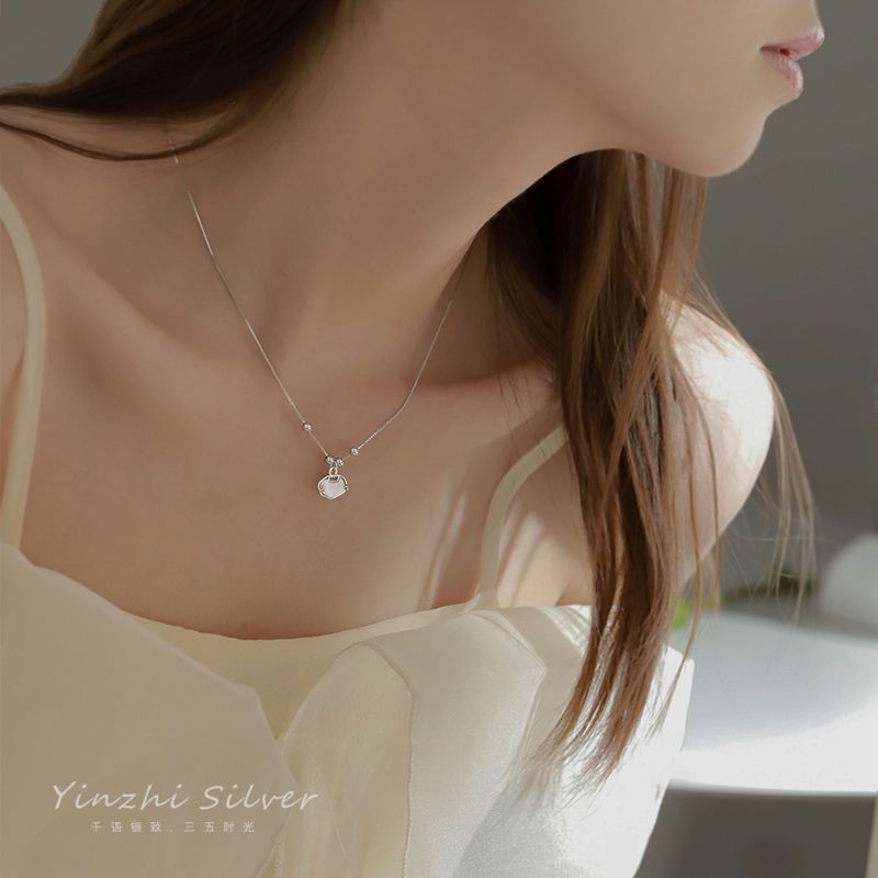 925 Sterling Silver Necklace for Women Fritillary Ruyi Safety Lock Special-Interest Design Light Luxury High-Grade Trendy Pendant Clavicle Chain