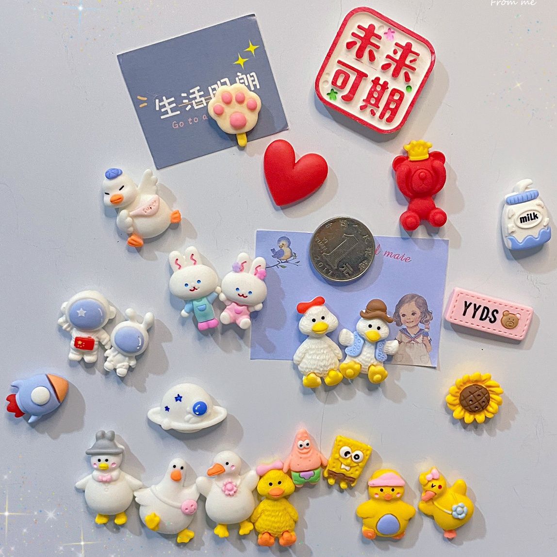 diy mini animal refrigerator stickers internet celebrity cheering duck magnetic paste magnet 3dstereo creative trending internet celebrity tiktok entrance