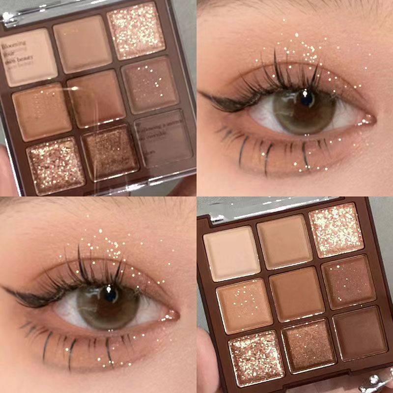 chocolate nine colors eye shadow plate thin and glittering pearlescent daily earth color niche brand crouching silkworm brightening 2022 new