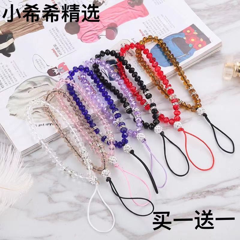 tiktok crystal short lanyard mobile phone pendants wrist lanyard universal phone case burglarproof bag ornaments