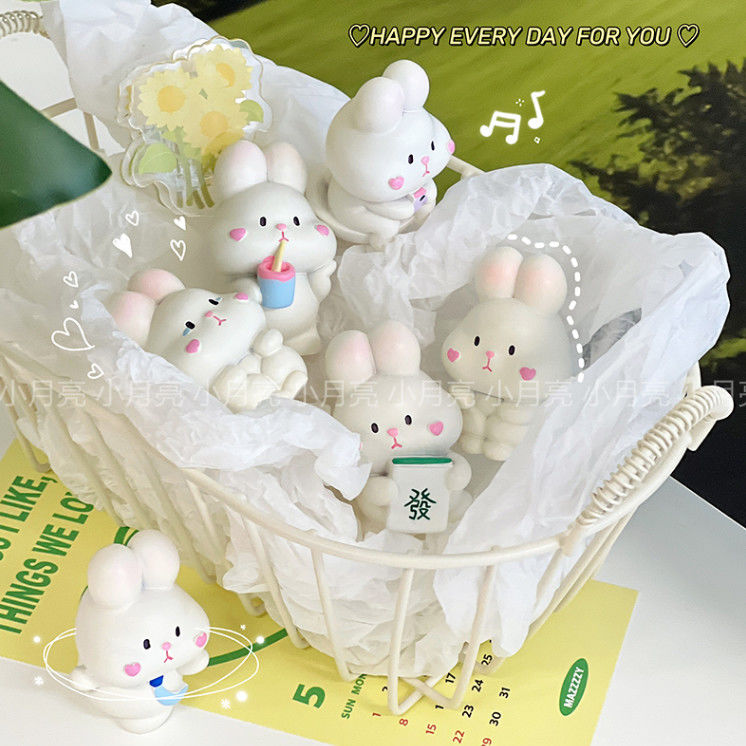 Cute Rabbit Decoration Girl Heart Ins Style Desktop Decoration Set Cartoon Super Cute Creative Car Ornament Decoration