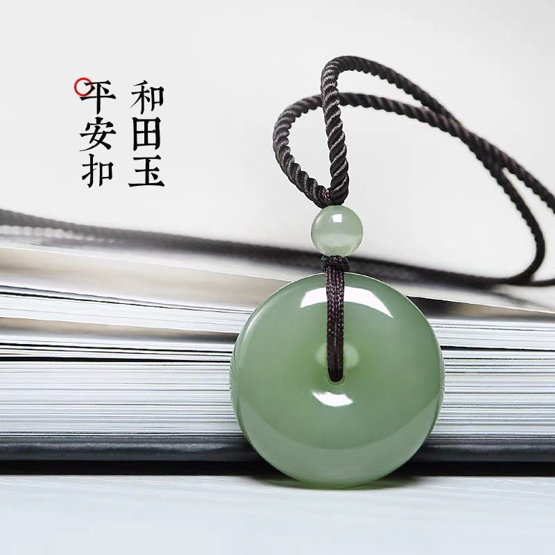 hotian jade pendant jade pendant peace buckle greenish white jade necklace jade pendant women‘s men‘s new style jade necklace hot sale