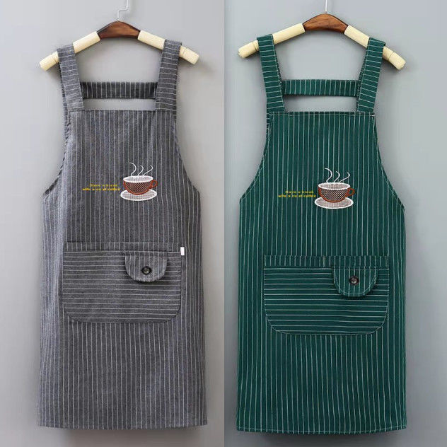 Cotton Apron Shoulder Strap Adult Men Women's Kitchen Eating Wholesale Wedding Couple Two-Piece Set Cleaning Restaurant Work