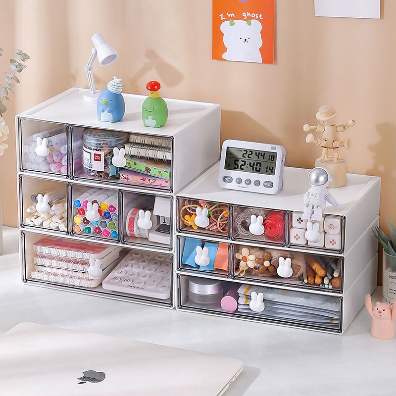 INS Desktop Storage Box Cute Drawer Cosmetics Student Stationery Organize Fantastic Desk Shelf