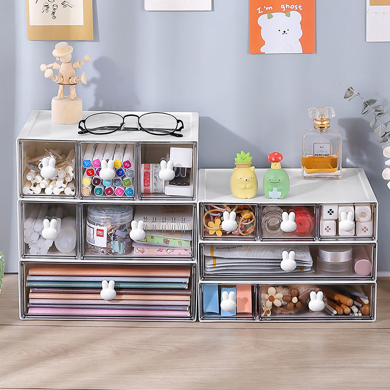INS Desktop Storage Box Cute Drawer Cosmetics Student Stationery Organize Fantastic Desk Shelf
