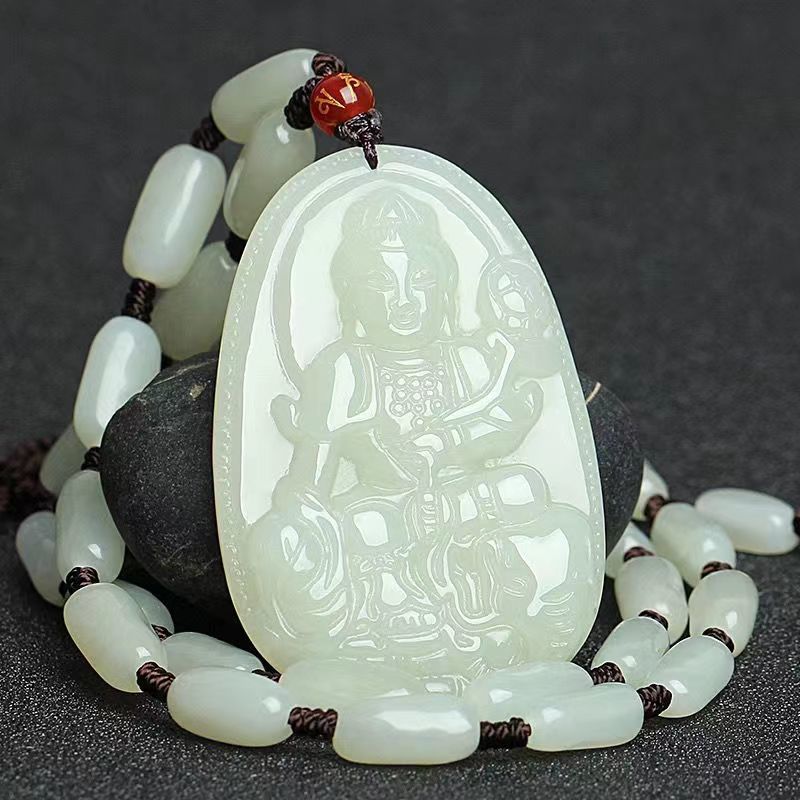 Natural Hetian White Jade Zodiac Patron Saint Pendant Men's and Women's Jade Goddess Jade Pendant Hanging Ornament