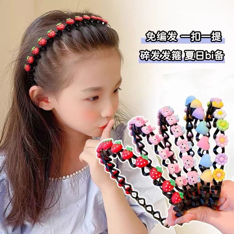 3-piece girls‘ baby cartoon headband children‘s not-too-tight non-slip toothed headband girls‘ broken hair organize fantastic