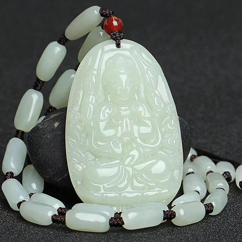 Natural Hetian White Jade Zodiac Patron Saint Pendant Men's and Women's Jade Goddess Jade Pendant Hanging Ornament