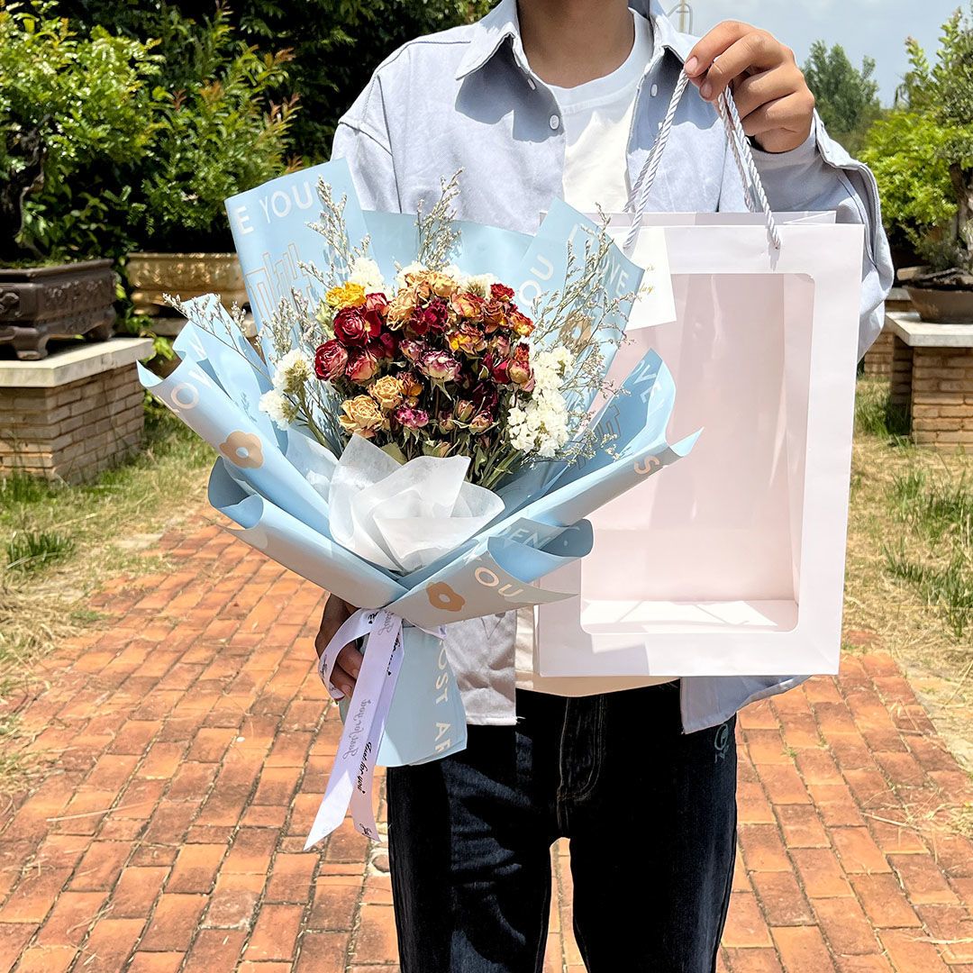 Preserved Fresh Babysbreath Bouquet Rose Dried Flower Internet Celebrity Send Girlfriend Girlfriend Birthday Photo Valentine's Day Teacher's Day